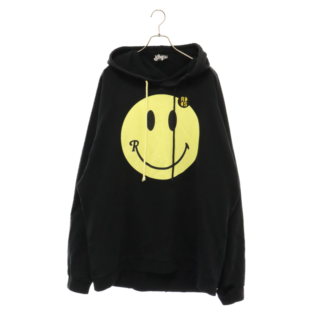 RAF SIMONS(ラフシモンズ)のRAF SIMONS ラフシモンズ ×SMILEY 22AW 224-176 スマイリープリント 50周年記念 デストロイ加工 オーバーサイズ プルオーバーパーカー メンズのトップス(パーカー)の商品写真