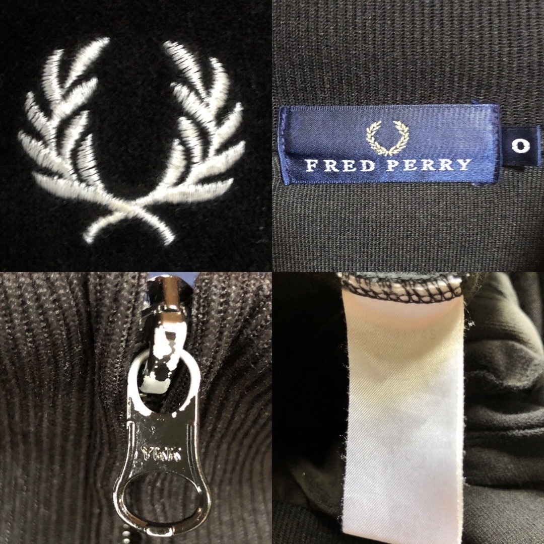 FRED PERRY(フレッドペリー)の希少XLブラックベロア⭐️Fred Perryトラックジャケット刺繍月桂樹 黒白 メンズのトップス(ジャージ)の商品写真