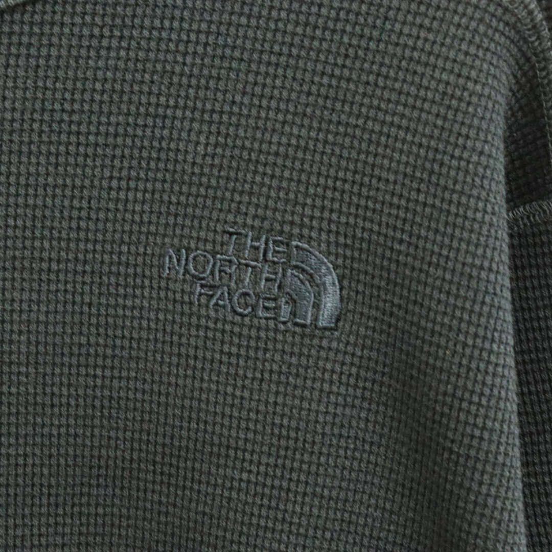 THE NORTH FACE(ザノースフェイス)のTHE NORTH FACE ザノースフェイス L/S WA.CLOTH WAFFLE TEE グリーン ロゴ刺繍 コットン生地 サーマル トレーナー カットソー NT81635 メンズのトップス(スウェット)の商品写真