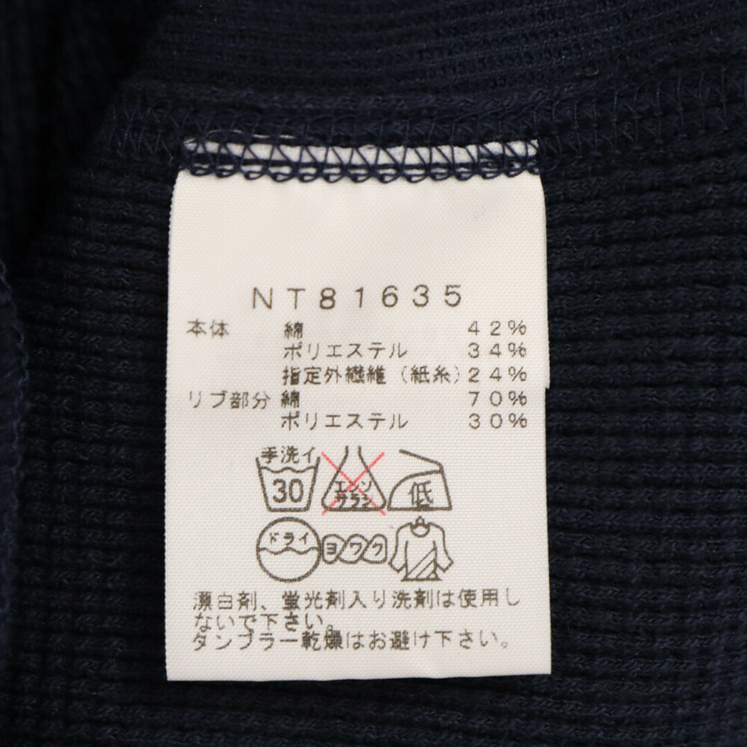 THE NORTH FACE(ザノースフェイス)のTHE NORTH FACE ザノースフェイス L/S WA.CLOTH WAFFLE TEE ネイビー ロゴ刺繍 コットン生地 サーマル カットソー トレーナーNT81635 メンズのトップス(スウェット)の商品写真