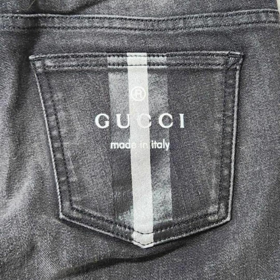 Gucci(グッチ)のグッチ デニムパンツ 36 レディースS シェリーライン ストレート グレー レディースのパンツ(デニム/ジーンズ)の商品写真