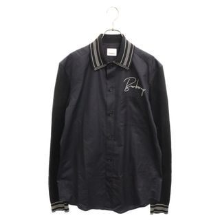 BURBERRY - BURBERRY バーバリー 20AW BLACK POPLIN SHIRT ロゴチェーン刺繍 襟・袖ニット切替長袖シャツ ブラック 8029166