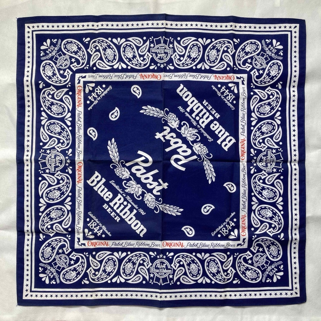 希少 Pabst Blue Ribbon パブストブルーリボン バンダナ 西浦の 希少 Pabst Blue Ribbon パブストブルーリボン バンダナ 西浦の
