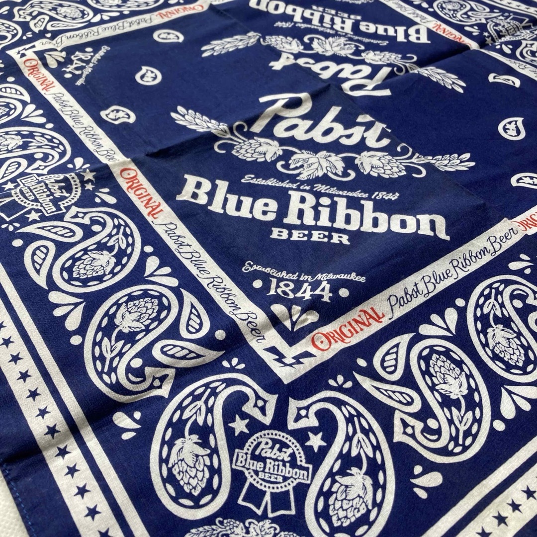 希少 Pabst Blue Ribbon パブストブルーリボン バンダナ 西浦の 希少 Pabst Blue Ribbon パブストブルーリボン バンダナ 西浦の