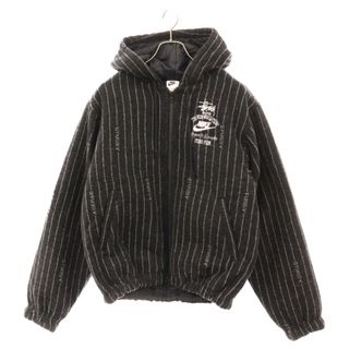 ステューシー(STUSSY)のSTUSSY ステューシー 22AW×NIKE Striped Wool Jacket ナイキ ストライプ ウール ジップアップ フーディ ジャケット ブラック DR4023-010(フライトジャケット)