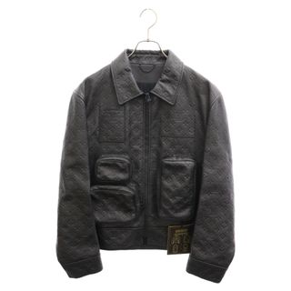 ルイヴィトン(LOUIS VUITTON)のLOUIS VUITTON ルイヴィトン 23SS モノグラム エンボス ユーティリティ ジップアップ レザージャケット ブラック 1A5ZTH(フライトジャケット)