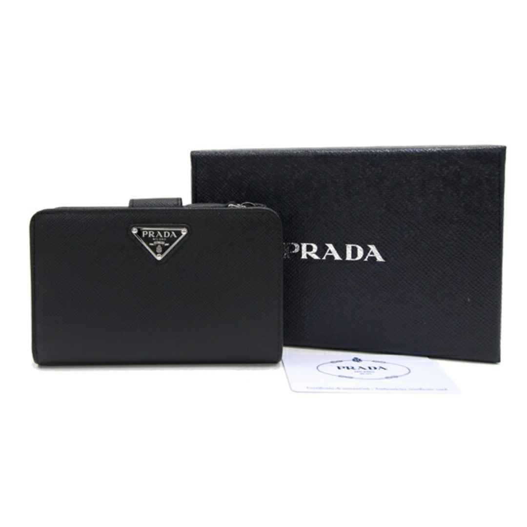 PRADA(プラダ)の プラダ 二つ折り財布 1ML225 ブラック レザー 黒 レディースのファッション小物(財布)の商品写真