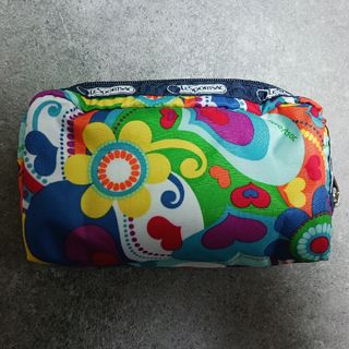 レスポートサック(LeSportsac)の【ほぼ未使用品】レスポートサック  スクエアポーチ　コスメ　ハート＆フラワー(ポーチ)