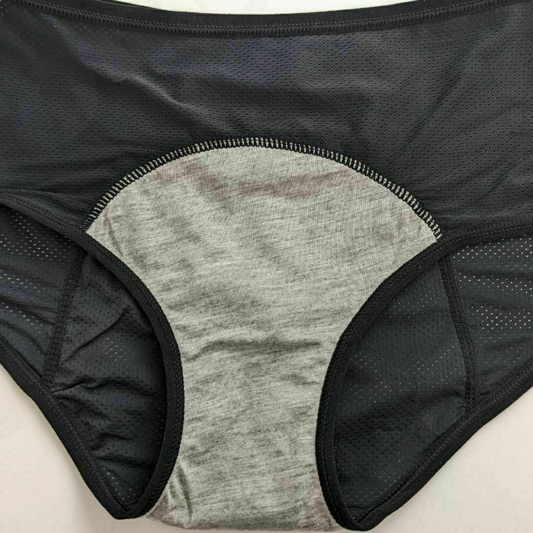 【3XL・黒】サニタリーショーツ 2枚セット 生理用 パンツ 漏れ防止 ブラック レディースの下着/アンダーウェア(ショーツ)の商品写真