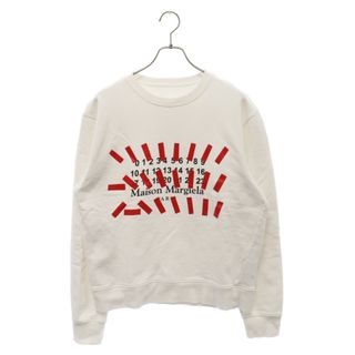 マルタンマルジェラ(Maison Martin Margiela)のMaison Margiela メゾンマルジェラ 21SS TAPE LOGO PRINT SWEATSHIRT テープロゴ プリント スウェット クルーネックトレーナー ホワイト S30GU0149 S25503(スウェット)