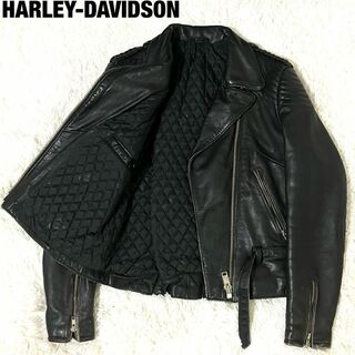 ハーレーダビッドソン(Harley Davidson)のハーレーダビットソン　ライダースジャケット　ブラック　36 レザー　ダブル(ライダースジャケット)
