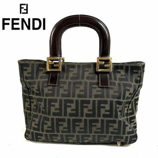 【美品】FENDI ズッカ キャンバス レザー ハンドバッグ イタリア製