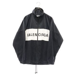 バレンシアガ(Balenciaga)のBALENCIAGA バレンシアガ 18AW フロントロゴ デニム切替 ナイロン トラックジャケット ブラック 529213 TBQ03(フライトジャケット)