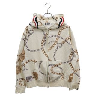 A BATHING APE - A BATHING APE アベイシングエイプ 23AW JEWELS SHARK FULL ZIP HOODIE ジュエルズ シャーク フルジップアップ パーカー アイボリー 001ZPJ801003M