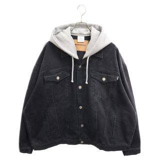 VETEMENTS ヴェトモン 22AW DENIM JACKET WITH DETACHABLE HOOD デニムジャケット ウィズ ディタッチャブル フード ブラック UA53JA800B(Gジャン/デニムジャケット)