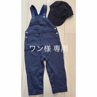 プチバトー(PETIT BATEAU)の新品未使用 サロペットとキャップ セット(ロンパース)