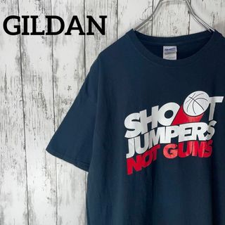 GILDAN USA古着 ビックサイズバスケプリントTシャツ XL 黒 メンズ(Tシャツ/カットソー(半袖/袖なし))