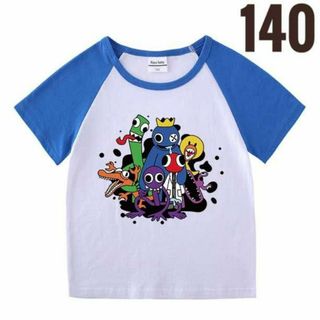 レインボーフレンズ Tシャツ　キッズ　シャツ　半袖　ブルー　青　子供服 140＠