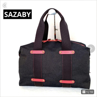 サザビー(SAZABY)のSAZABY ナイロン　ボストンバック　黒×ピンク(ボストンバッグ)