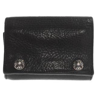 クロムハーツ(Chrome Hearts)のCHROME HEARTS クロムハーツ 3FOLD CRS PATCH WALLET 3フォールド クロスパッチ クロスボタンレザーウォレット ブラック(折り財布)