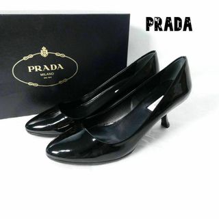 プラダ(PRADA)の美品 PRADA エナメル ラウンドトゥ ハイヒール パンプス(ハイヒール/パンプス)