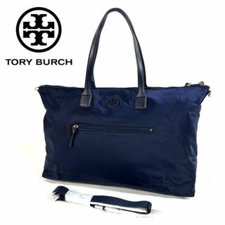 トリーバーチ(Tory Burch)の【未使用】トリーバーチ エラ ナイロン レザー 2way トートバッグ ネイビー(トートバッグ)