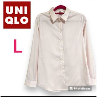 ユニクロ(UNIQLO)の美品　ユニクロ　ワイシャツ　レディース　ピンク　L(シャツ/ブラウス(長袖/七分))