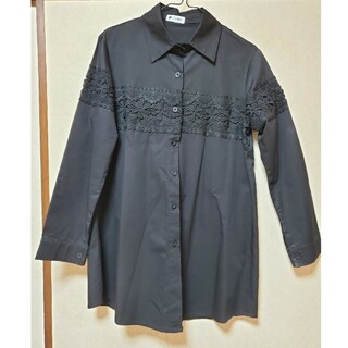 ブラック刺繍いりシャツ  (Ｌサイズ 未使用)(シャツ/ブラウス(長袖/七分))