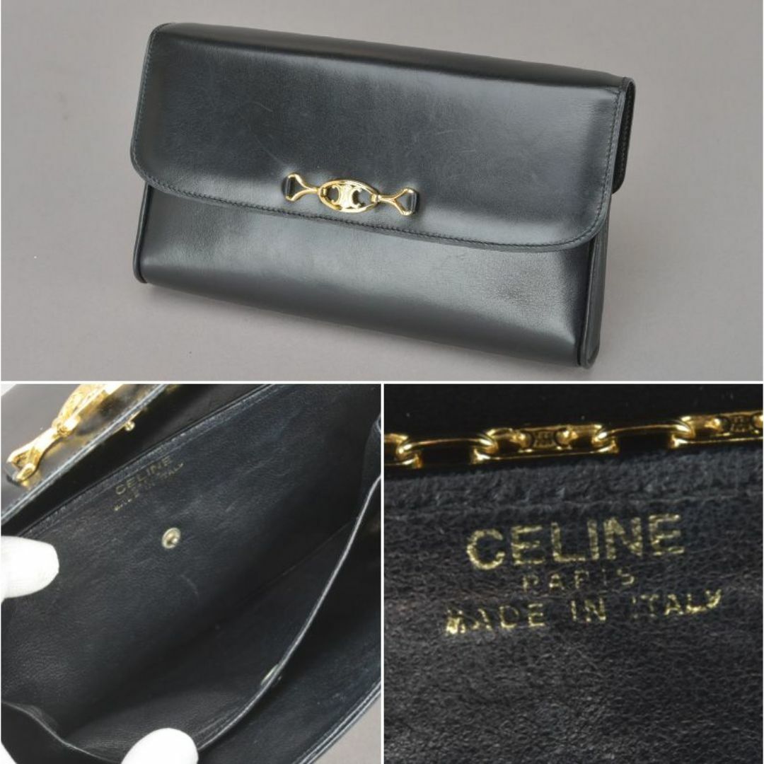 celine(セリーヌ)の美品◇CELINE セリーヌ チェーンショルダーバッグ クラッチ マカダム 黒 レディースのバッグ(ショルダーバッグ)の商品写真