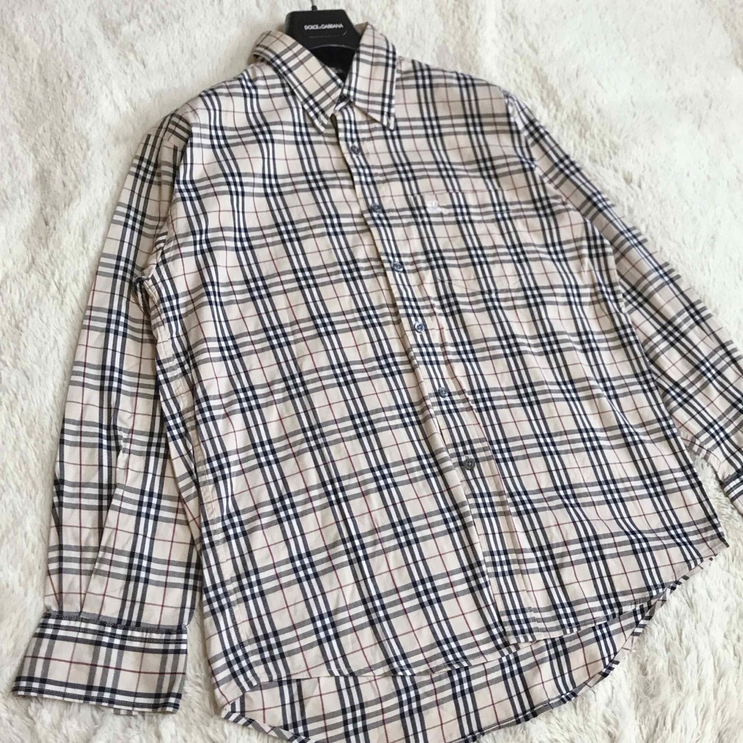 BURBERRY(バーバリー)の美品 大きめ BURBERRY ノバチェック ホースロゴ 長袖 シャツ Lサイズ メンズのトップス(シャツ)の商品写真