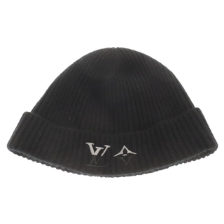 ルイヴィトン(LOUIS VUITTON)のLOUIS VUITTON ルイヴィトン LV デュアル ロゴ刺繍 カシミアビーニー ニットキャップ M79081 ブラック(ニット帽/ビーニー)