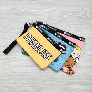 レスポートサック(LeSportsac)のLeSportsac/PEANUTS スヌーピー ポーチ 3点セット スクエア ポーチ 多色 レディース レスポートサック/ピーナッツ【中古】4-0404G◎(ポーチ)