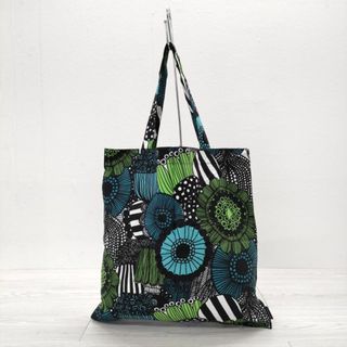 マリメッコ(marimekko)のmarimekko 未使用品 Siirtolapuutarha ファブリックバッグ コットン トートバッグ グリーン ブラック レディース マリメッコ【中古】4-0404G◎#(トートバッグ)