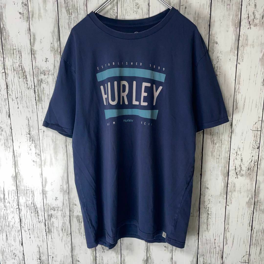 HURLEY X USA古着 ビックサイズロゴプリントTシャツ L 紺 メンズ メンズのトップス(Tシャツ/カットソー(半袖/袖なし))の商品写真