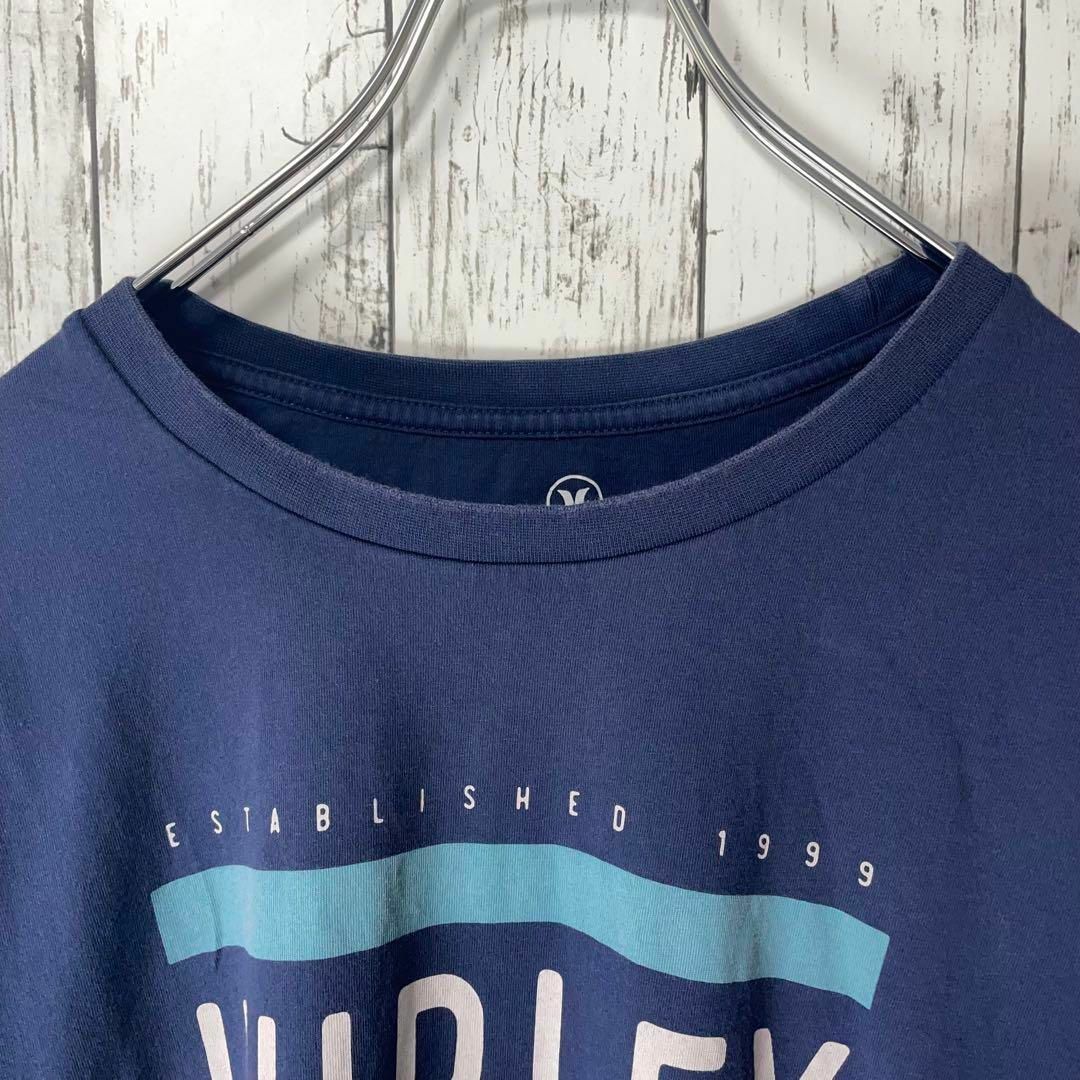 HURLEY X USA古着 ビックサイズロゴプリントTシャツ L 紺 メンズ メンズのトップス(Tシャツ/カットソー(半袖/袖なし))の商品写真