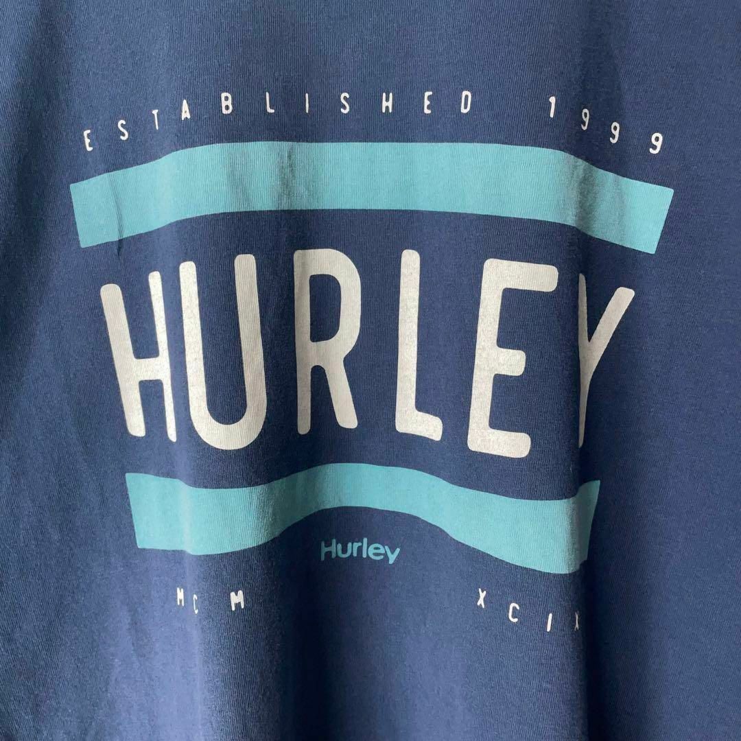 HURLEY X USA古着 ビックサイズロゴプリントTシャツ L 紺 メンズ メンズのトップス(Tシャツ/カットソー(半袖/袖なし))の商品写真