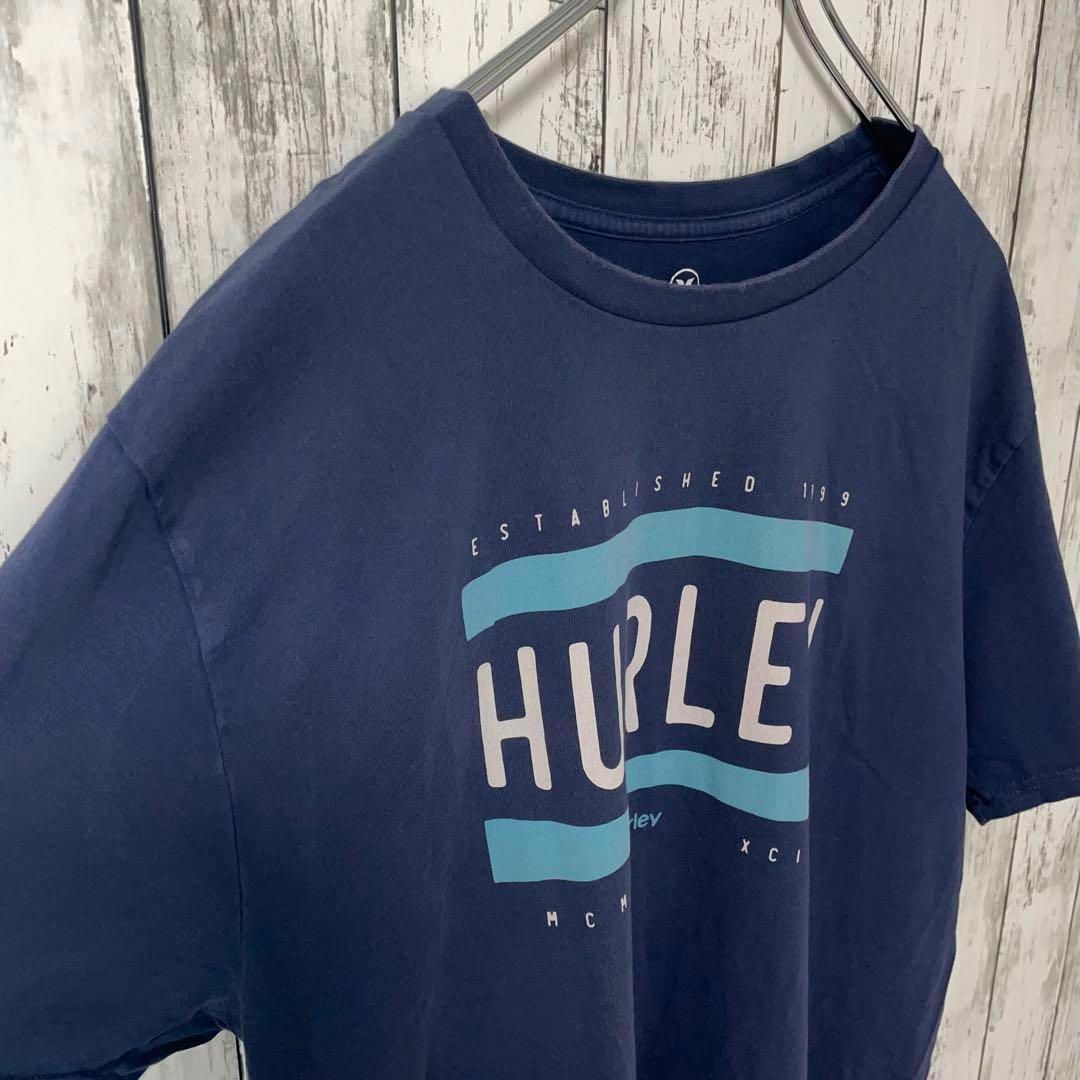 HURLEY X USA古着 ビックサイズロゴプリントTシャツ L 紺 メンズ メンズのトップス(Tシャツ/カットソー(半袖/袖なし))の商品写真