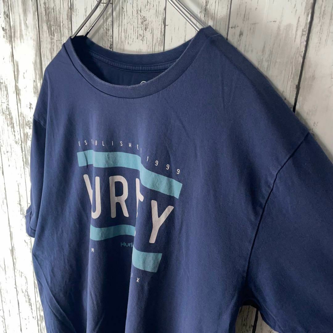 HURLEY X USA古着 ビックサイズロゴプリントTシャツ L 紺 メンズ メンズのトップス(Tシャツ/カットソー(半袖/袖なし))の商品写真