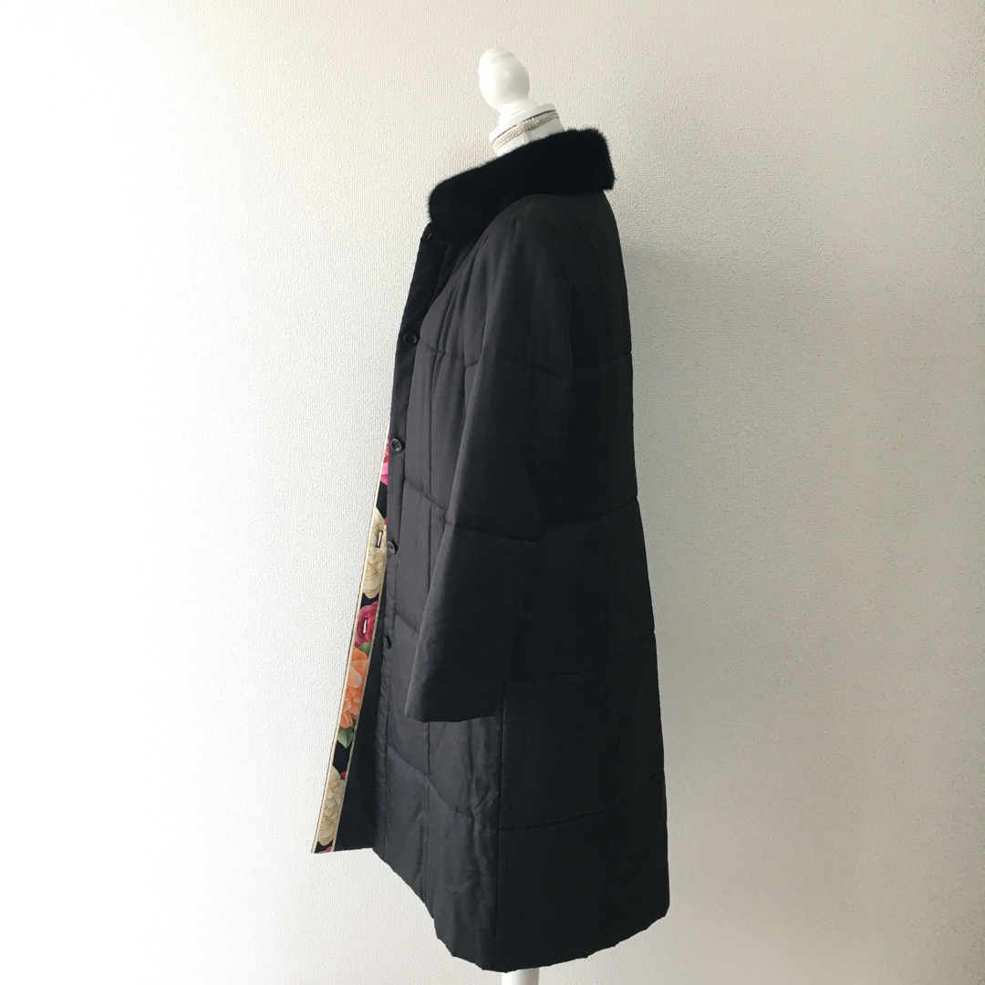 LEONARD(レオナール)の美品 LEONARD レオナール　取り外せる　ミンクファー　花柄　ロング　コート レディースのジャケット/アウター(ロングコート)の商品写真