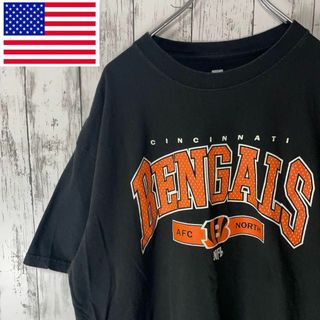 NFL USA古着 ベンガルズ ビックサイズロゴプリントTシャツ L 黒 メンズ(Tシャツ/カットソー(半袖/袖なし))