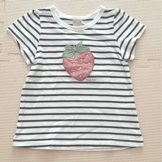 petit main - petit main いちごボーダーTシャツ　100センチ