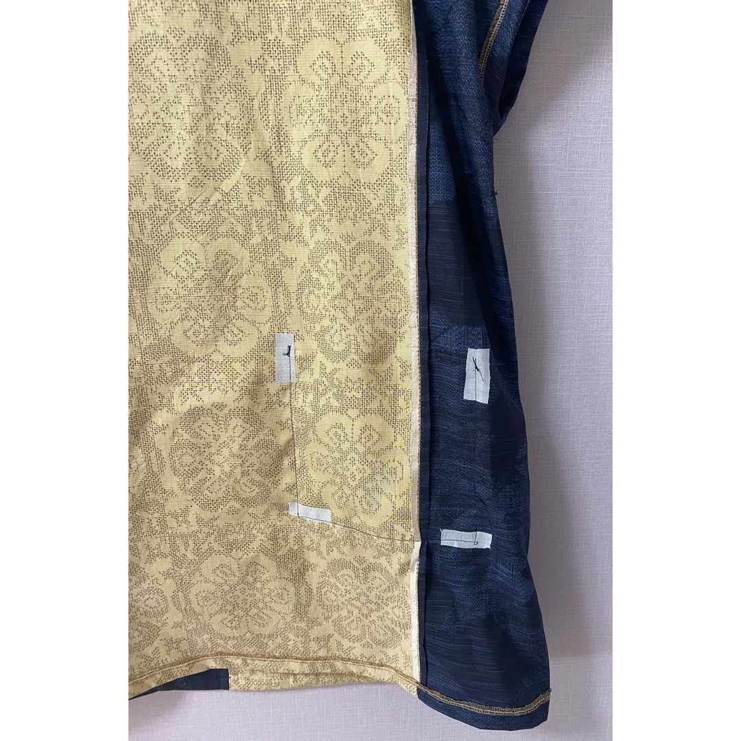 着物リメイク　２種類の紬で細見えチュニック レディースのトップス(チュニック)の商品写真