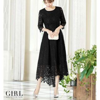 美品★GIRL イレギュラーヘム レース ワンピース 0409