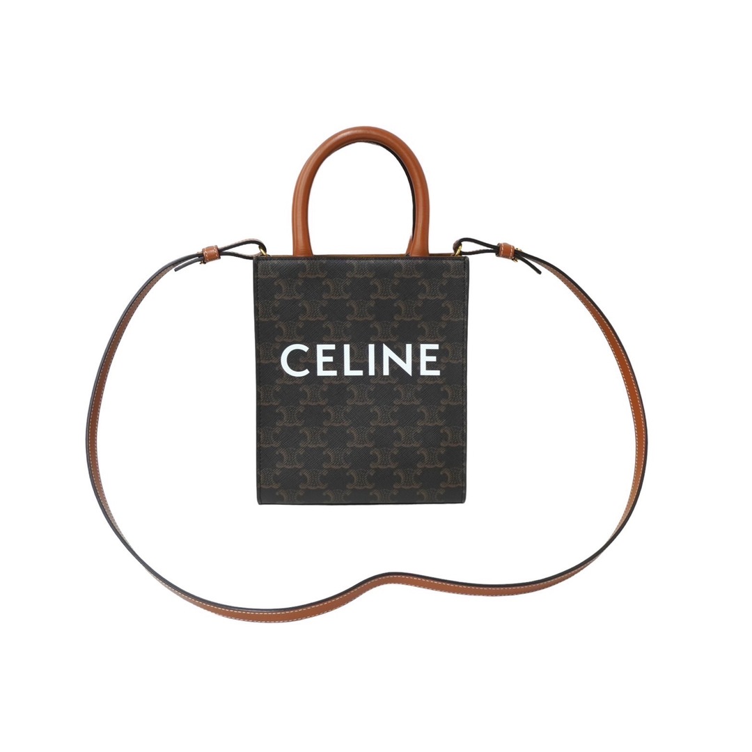 celine(セリーヌ)の極美品 CELINE セリーヌ ショルダーバッグ ミニ バーティカル トリオンフ キャンバス 194372BZK.04LU ロゴプリント 中古 62392 レディースのバッグ(ハンドバッグ)の商品写真