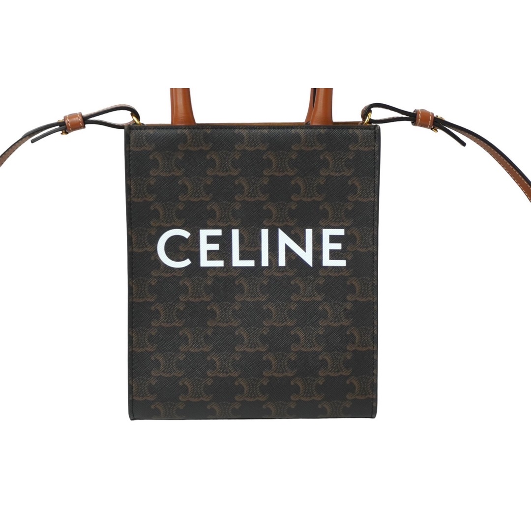 celine(セリーヌ)の極美品 CELINE セリーヌ ショルダーバッグ ミニ バーティカル トリオンフ キャンバス 194372BZK.04LU ロゴプリント 中古 62392 レディースのバッグ(ハンドバッグ)の商品写真