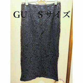 ジーユー(GU)の4/20掲載終了【中古】GU　総レースタイトスカート　ネイビー②　Ｓサイズ(ひざ丈スカート)