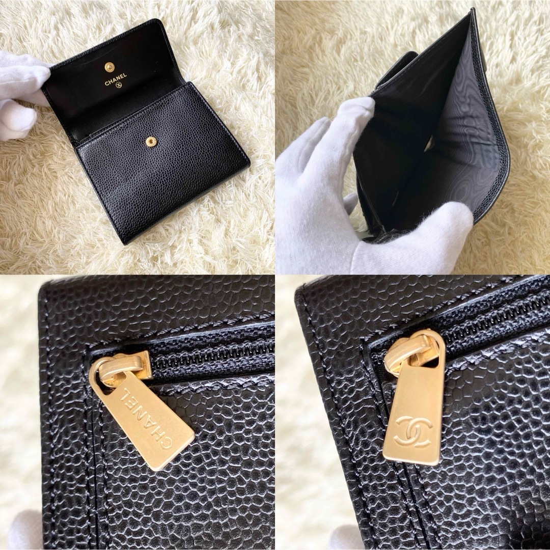 CHANEL(シャネル)の極上美品✨CHANEL シャネル キャビアスキン コンパクトウォレット 財布 レディースのファッション小物(財布)の商品写真