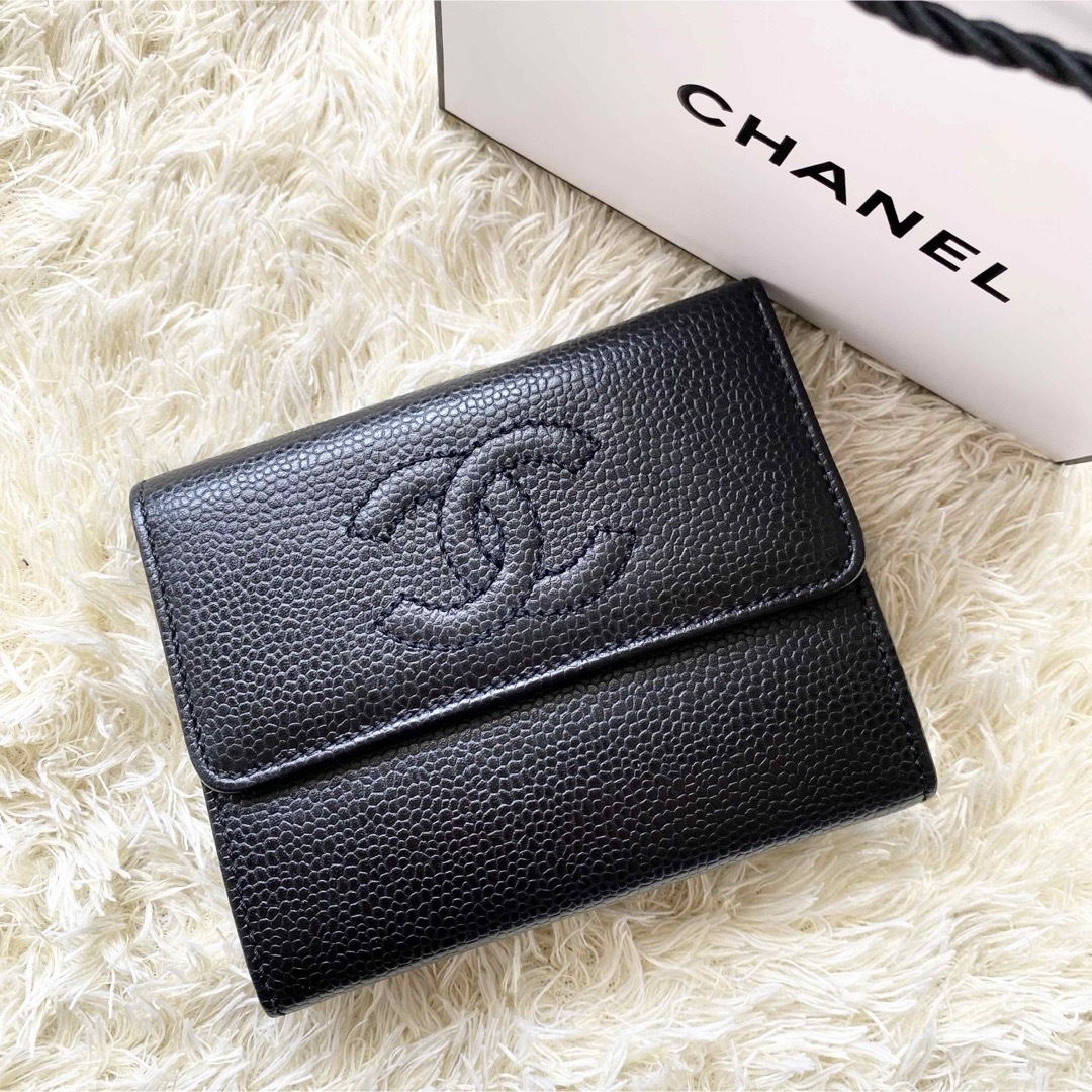 CHANEL(シャネル)の極上美品✨CHANEL シャネル キャビアスキン コンパクトウォレット 財布 レディースのファッション小物(財布)の商品写真