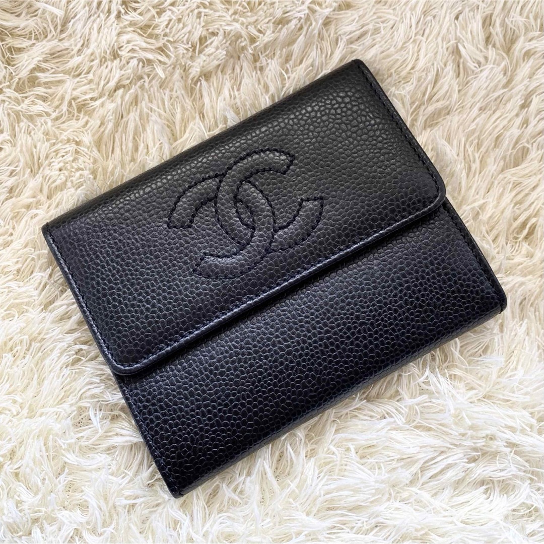 CHANEL(シャネル)の極上美品✨CHANEL シャネル キャビアスキン コンパクトウォレット 財布 レディースのファッション小物(財布)の商品写真