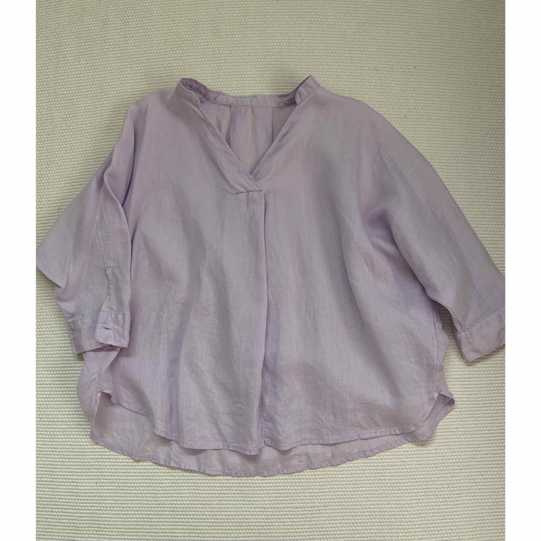 GU(ジーユー)のGU リネンブレンドスキッパーシャツ パープル レディースのトップス(シャツ/ブラウス(長袖/七分))の商品写真